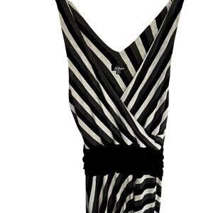 AGB 14 Women's Sleeveless Sun Dress Black Stripe Miss Size L Large